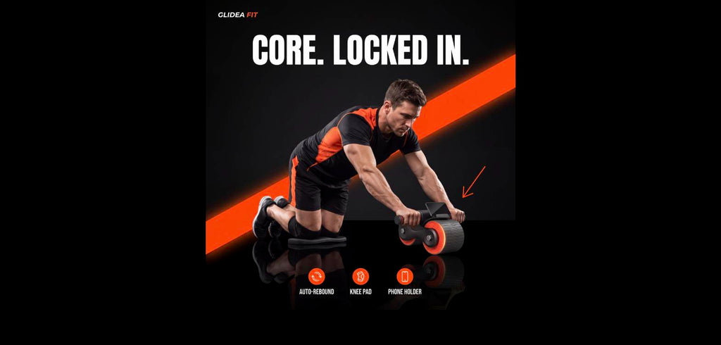 Auto-Rebound Ab Roller Wheel - Core Trainer with Knee Pad & Phone Holder