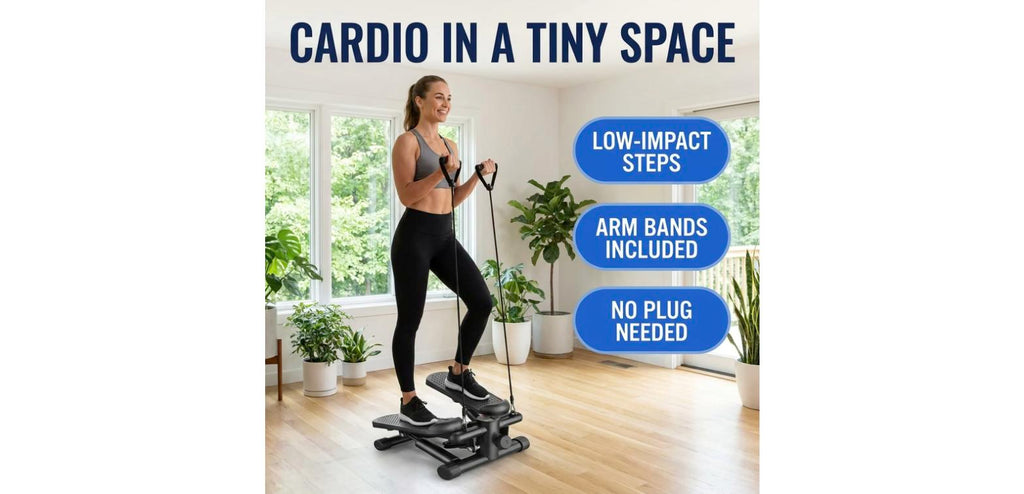 Mini Stepper with Resistance Bands - Compact Home Step Machine